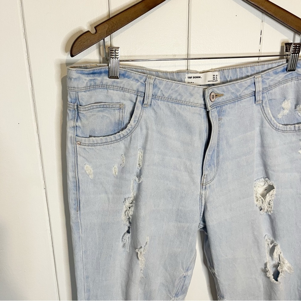 Zara TRF Denim Distressed Straight Leg Jeans. Size 10. - Picture 2 of 8